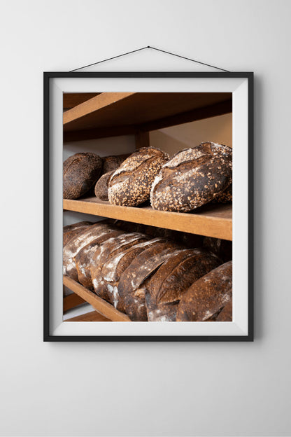 Rustic Bread Loaves Photography Print, Bread Wall Art, Kitchen Wall Art, Dining Room Wall Art