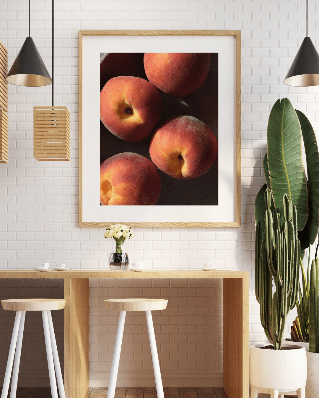 Sunlit Peaches Print - Kitchen Wall Art, Peach Print, Peaches Wall Art, Still Life