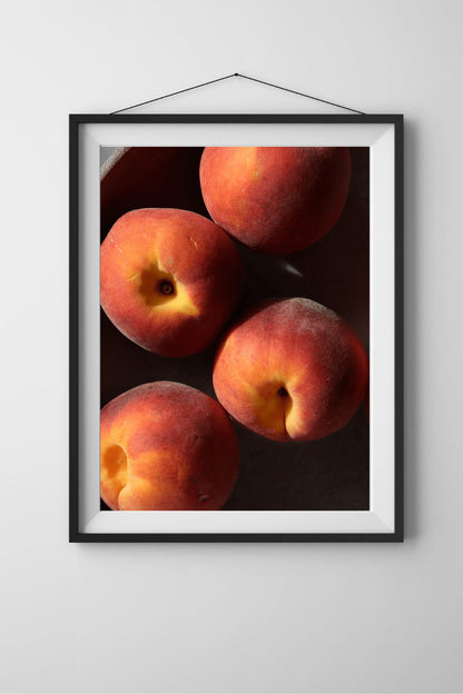 Sunlit Peaches Print - Kitchen Wall Art, Peach Print, Peaches Wall Art, Still Life