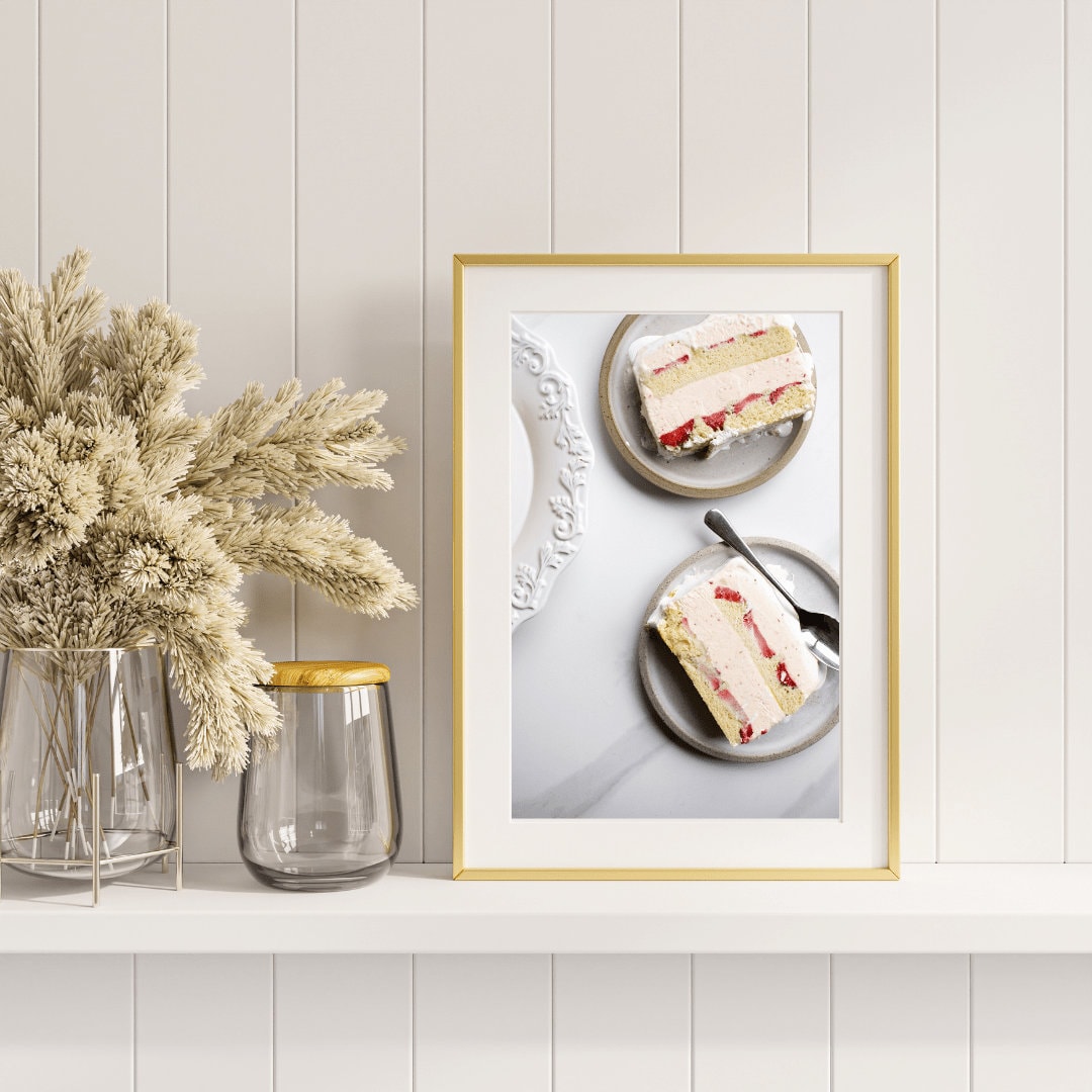 Strawberry Alaska Photography Print, Kitchen Wall Art, Cake Art