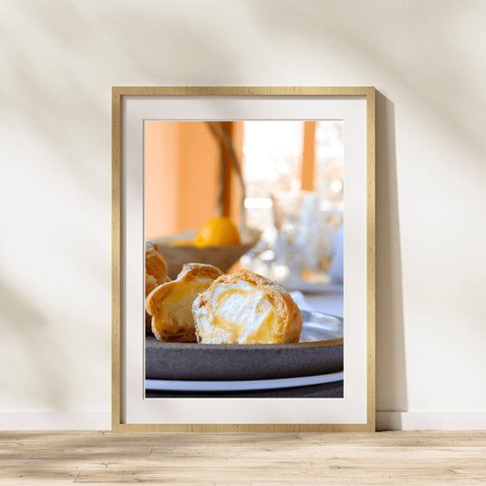 French Lemon Profiterole Print, Yellow Wall Art, Kitchen Wall Art, Kitchen Art Print