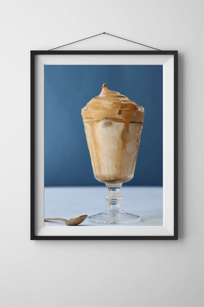 Coffee Dalgona Drink Photography Print, Kitchen Wall Art