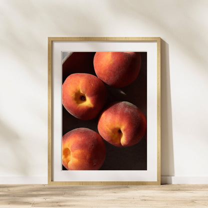 Sunlit Peaches Print - Kitchen Wall Art, Peach Print, Peaches Wall Art, Still Life