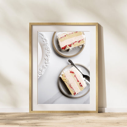 Strawberry Alaska Photography Print, Kitchen Wall Art, Cake Art