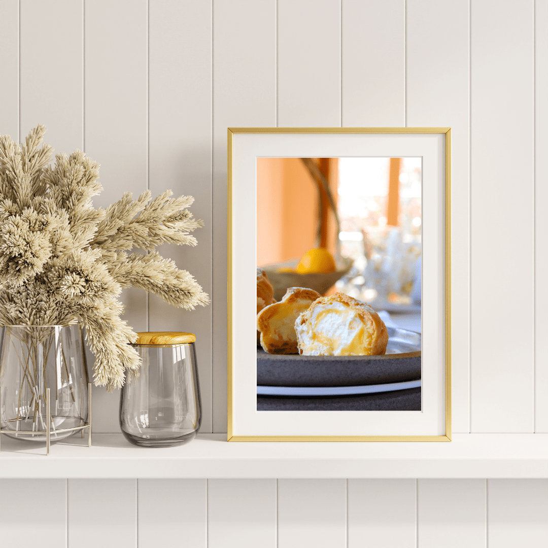 French Lemon Profiterole Print, Yellow Wall Art, Kitchen Wall Art, Kitchen Art Print