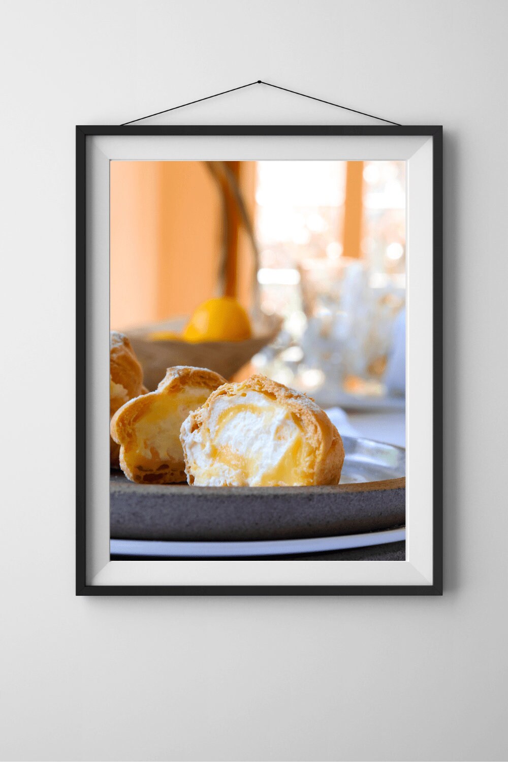 French Lemon Profiterole Print, Yellow Wall Art, Kitchen Wall Art, Kitchen Art Print