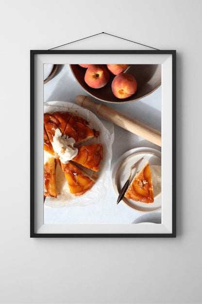 Peach Tarte Tatin Photography Print, Kitchen Wall Art