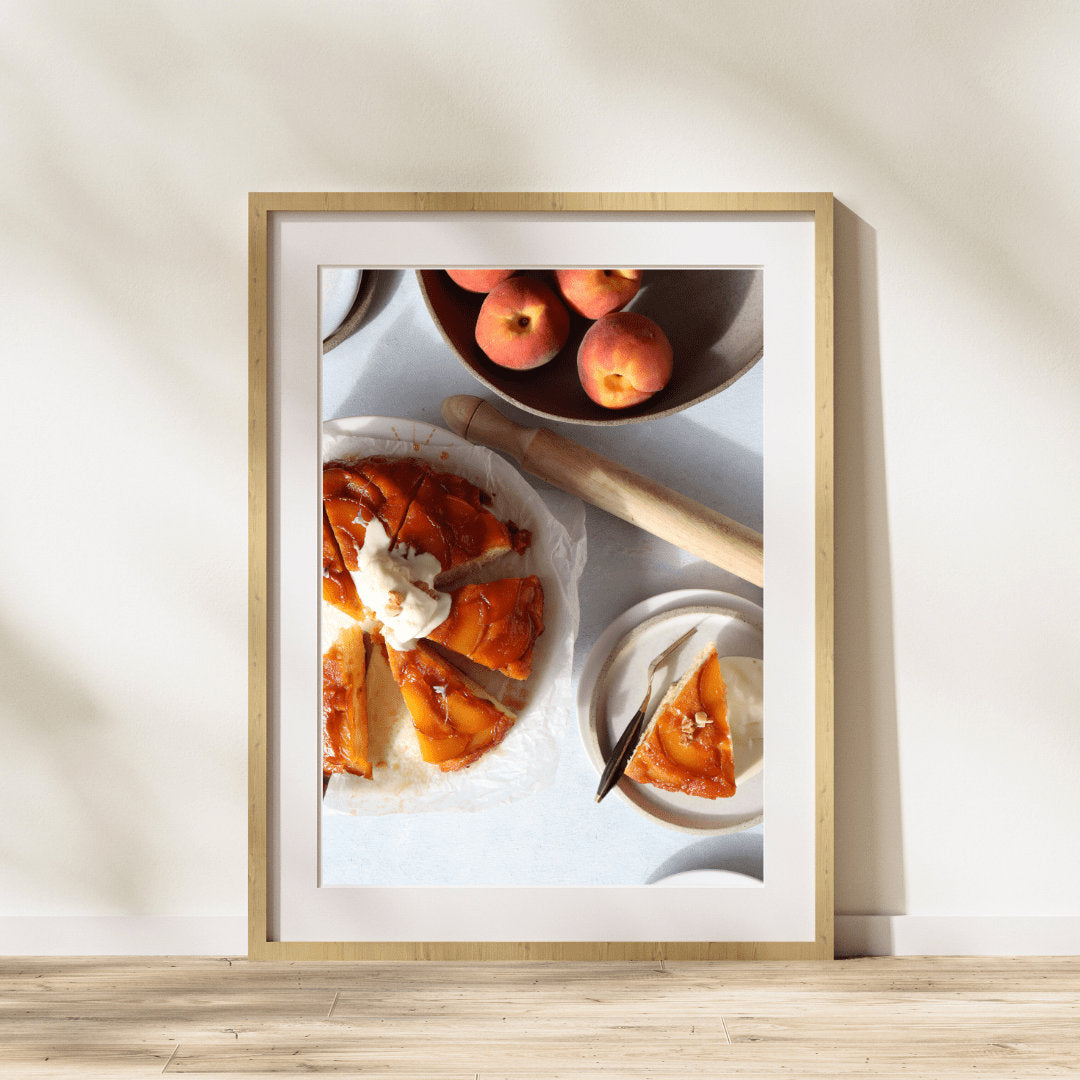 Peach Tarte Tatin Photography Print, Kitchen Wall Art