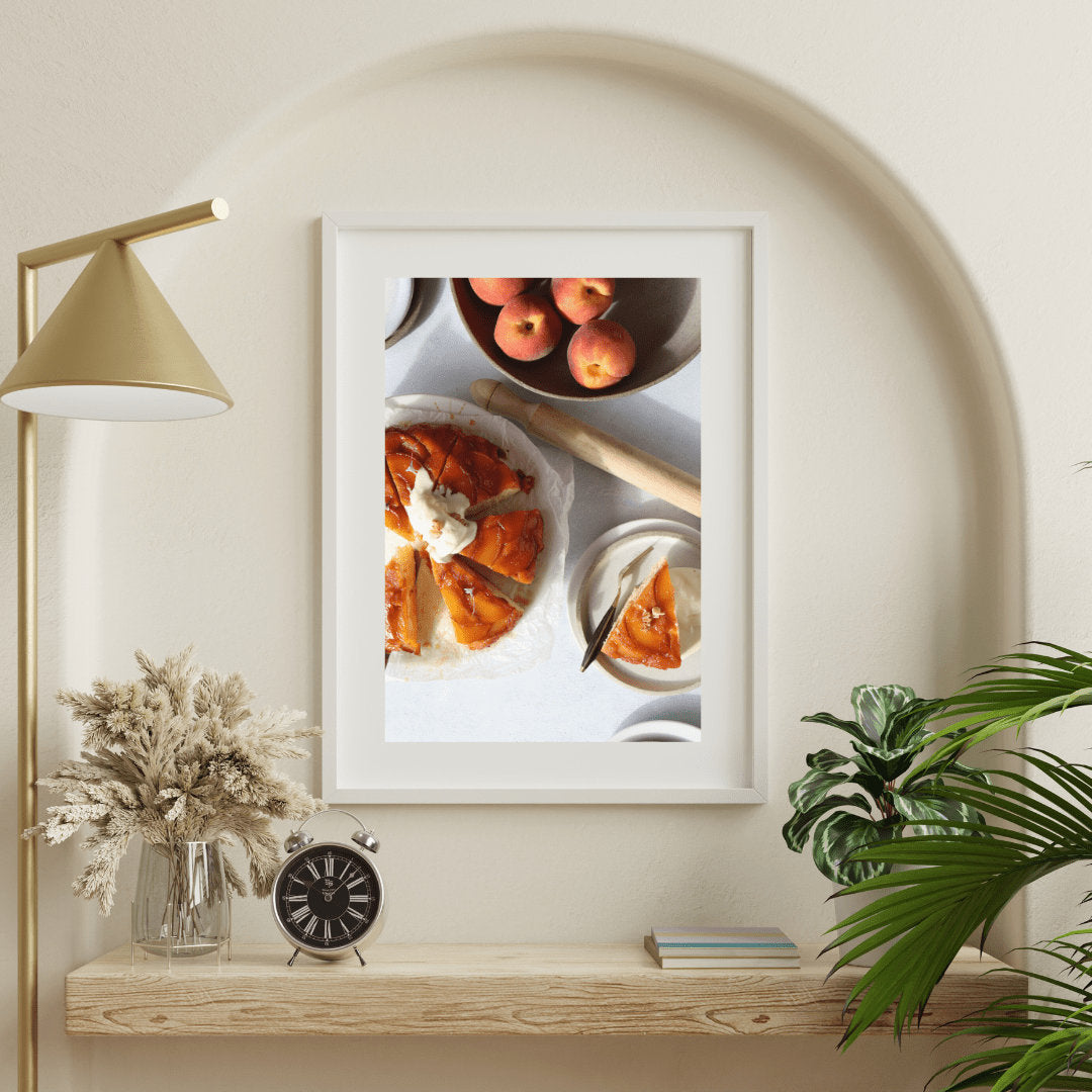 Peach Tarte Tatin Photography Print, Kitchen Wall Art