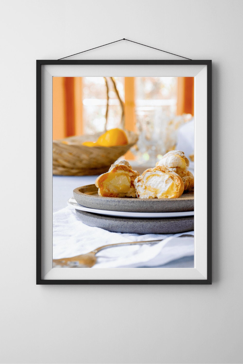 French Lemon Dessert Photography Print, Yellow Wall Art, Kitchen Wall Art, Kitchen Art Print