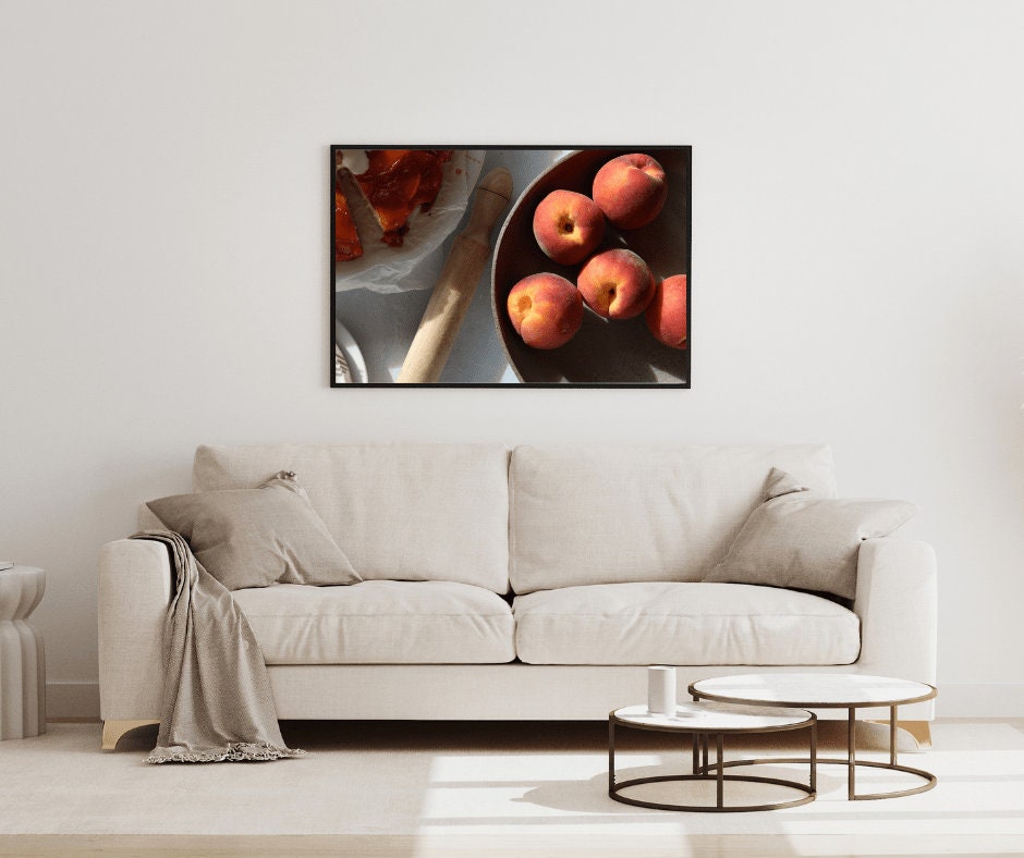 Baking with Peaches Print - Peach Print, Peaches Photography Print, Peaches Wall Art, Kitchen Wall Art, Dining Room Wall Art, Still Life