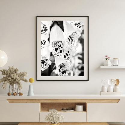 Foxglove Black and White Flower Print, Floral Wall Art, Flower Wall Art