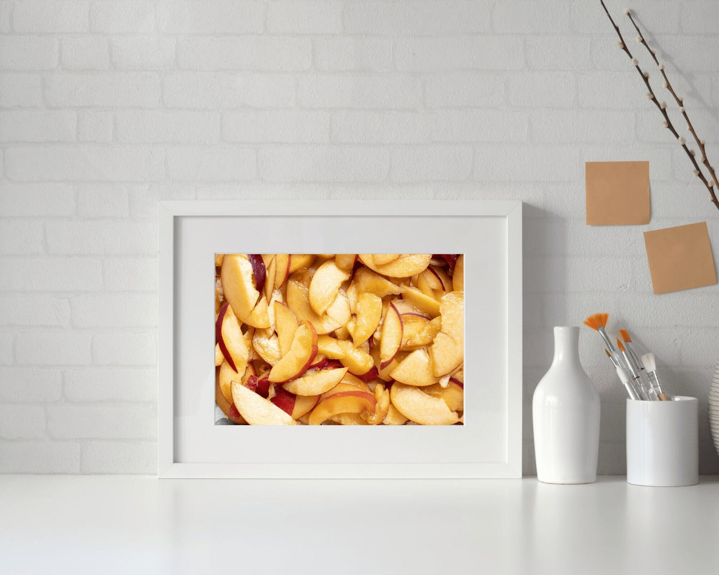 Sliced Peaches Print, Peach Print, Peaches Wall Art, Kitchen Wall Art